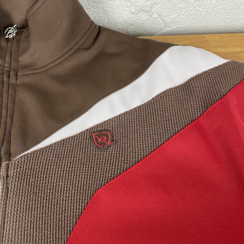 Rocawear Reversible Track Jacket Mens Large Red Brown Colorblock Y2K Hip Hop L - Picture 14 of 16
